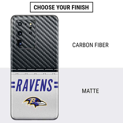 NFL Baltimore Ravens White Striped Galaxy S20 Ultra 5G Skin